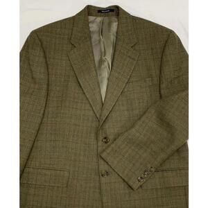VTG Polo University Ralph Lauren Brown Windowpane Lambswool Sport Coat 42R